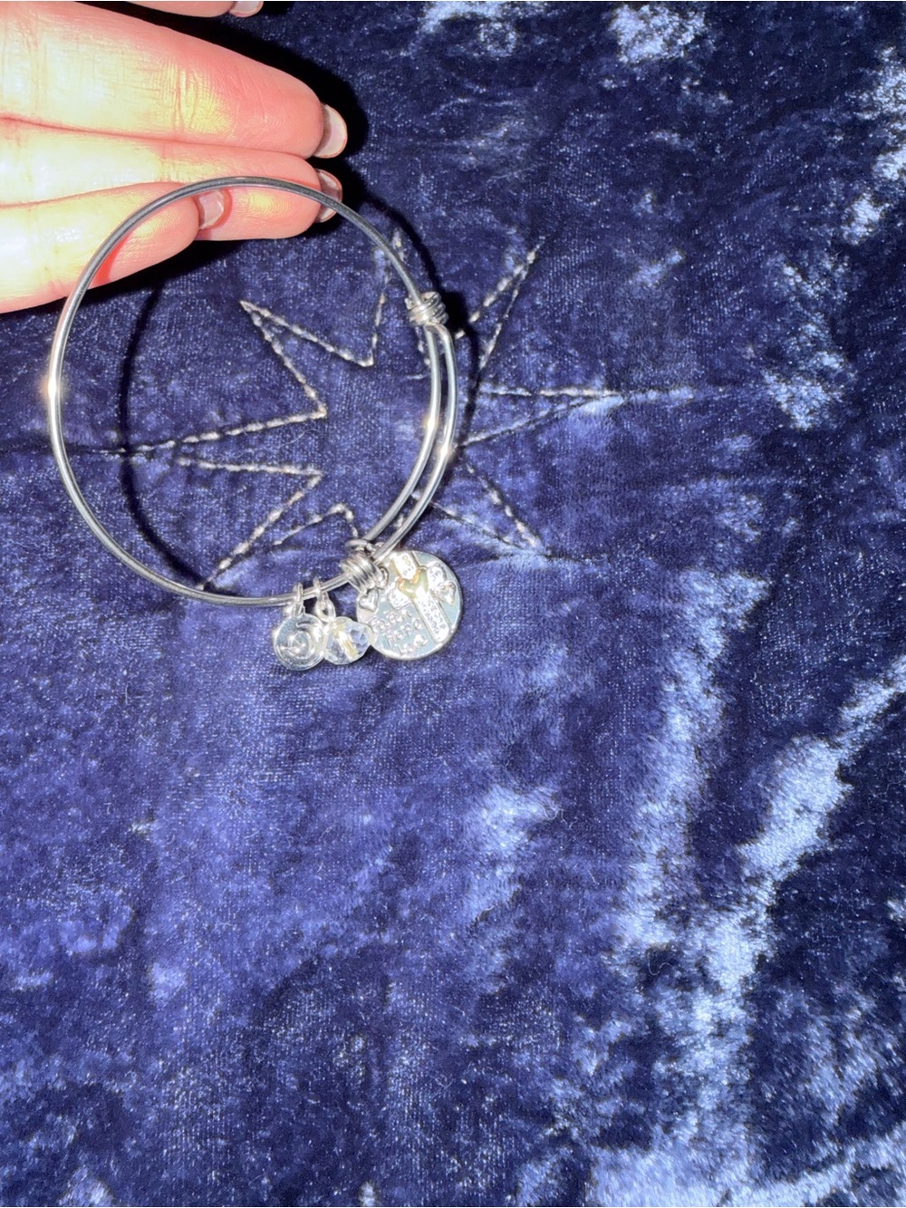 Silver Charm Bangle Bracelet with Sparkle Discs